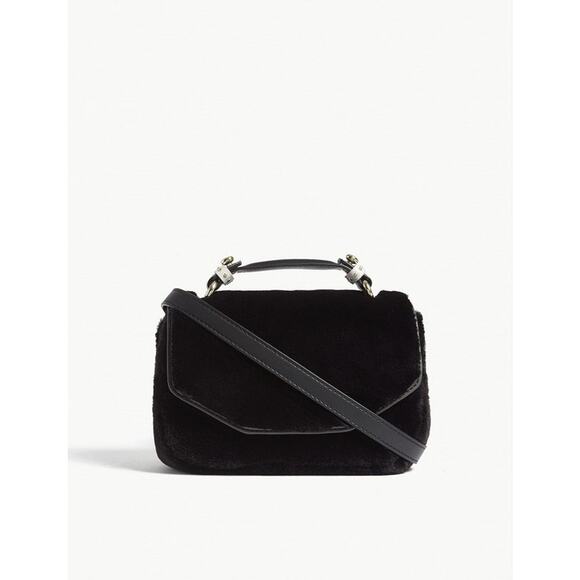 Maje Faux Fur Evening Bag Handle/Crossbody Black